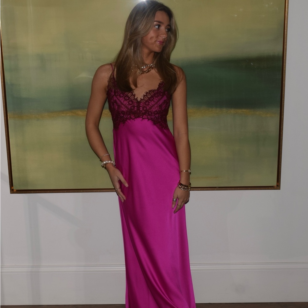 LoveShackFancy Pink Lace Trim Dress